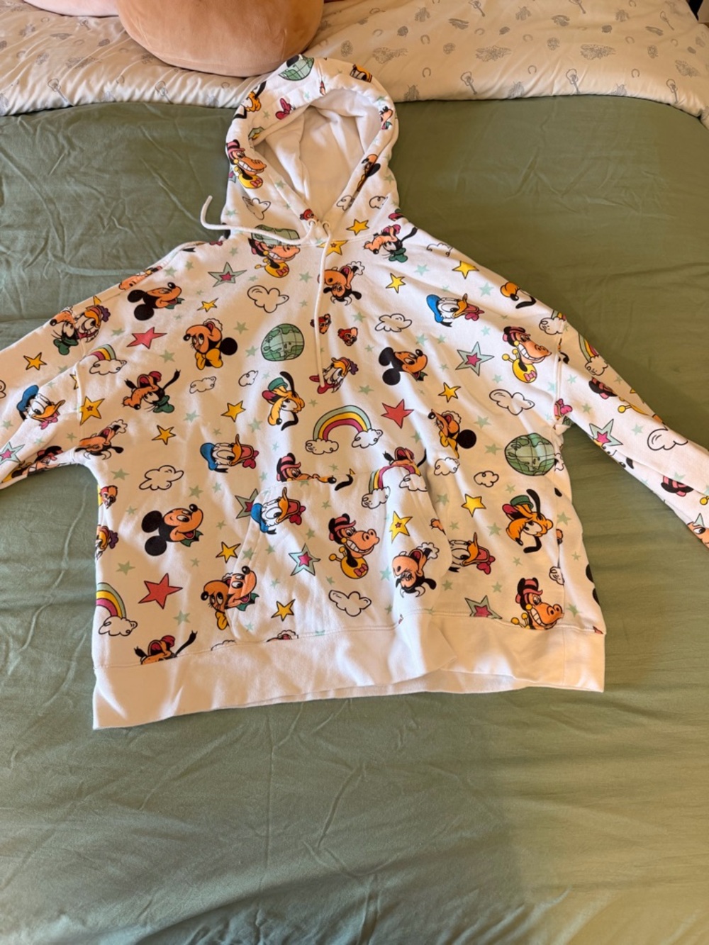 Disney White Hoodie with Colorful Mickey & Friends Print